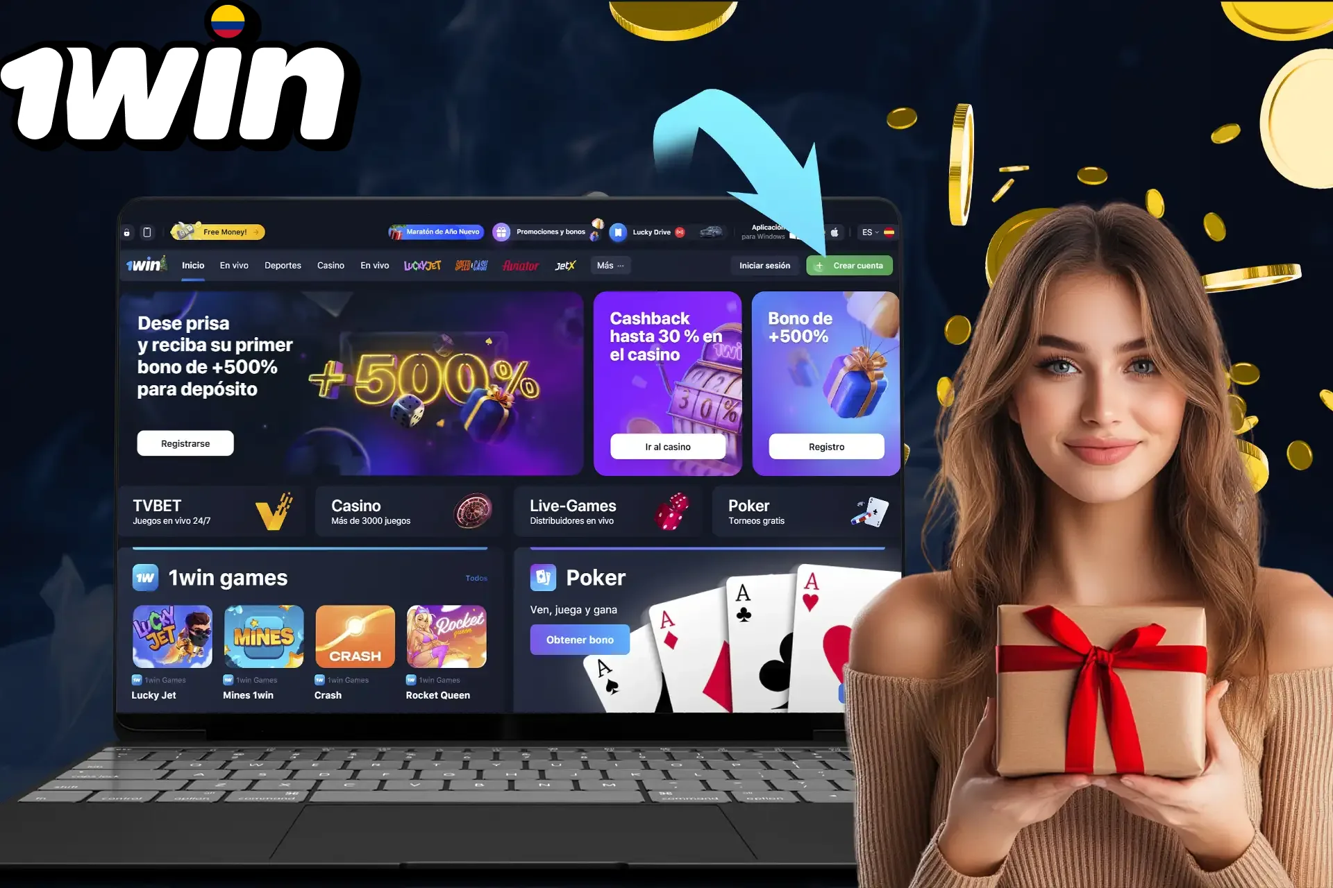 Regístrate en el sitio web de 1Win y consigue un montón de bonificaciones